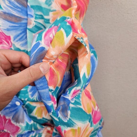 VTG  It’s a Charm House Dress Short Sleeve Button Muumuu Floral Size L - Picture 7 of 7